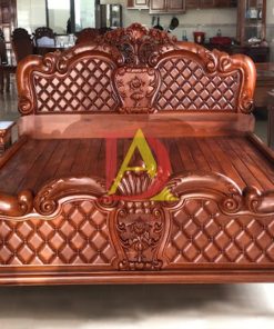 Giường Ngủ Hoa Hồng Đục Gấm Gỗ Căm Xe 1m80 x 2m