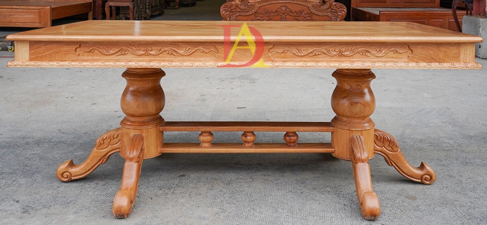 Bộ Bàn Ăn Gỗ Gõ Đỏ 8 Ghế Bàn Chân Trụ bo ban an go go do 8 ghe ban chan tru 2
