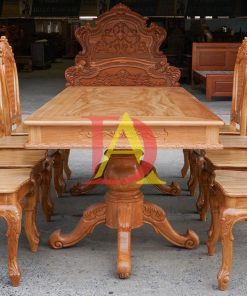Bộ Bàn Ăn Gỗ Gõ Đỏ 8 Ghế Bàn Chân Trụ