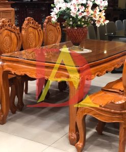 Bộ Bàn Ăn Gỗ Gõ Đỏ Kiểu Âu Á