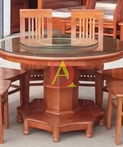 Bộ Bàn Ăn Tròn Xoay 6 Ghế Gỗ Sồi